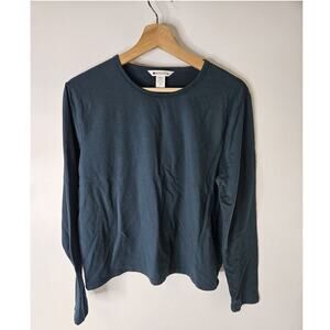 Athleta Top Women M Hunter Green Essential Crew Neck Long Sleeves Activewear
